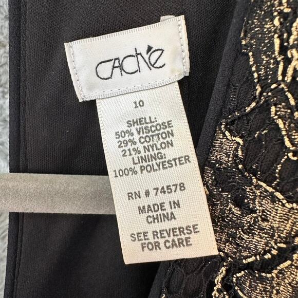 Cache Size 10‎ Dress Halter Top Open Back Gold Black Knee Length Party - Picture 5 of 9